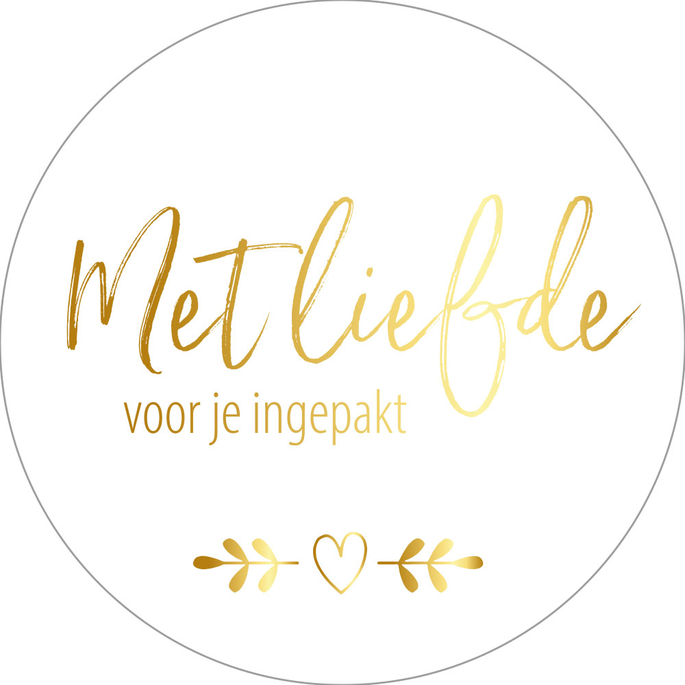 XL Kadosticker Met Liefde voor je ingepakt Wit Goudfolie