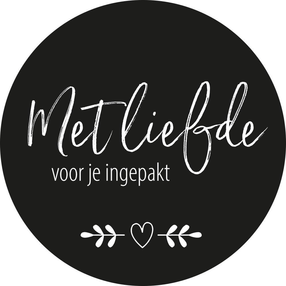 XL Kadosticker Met Liefde voor je ingepakt Zwart